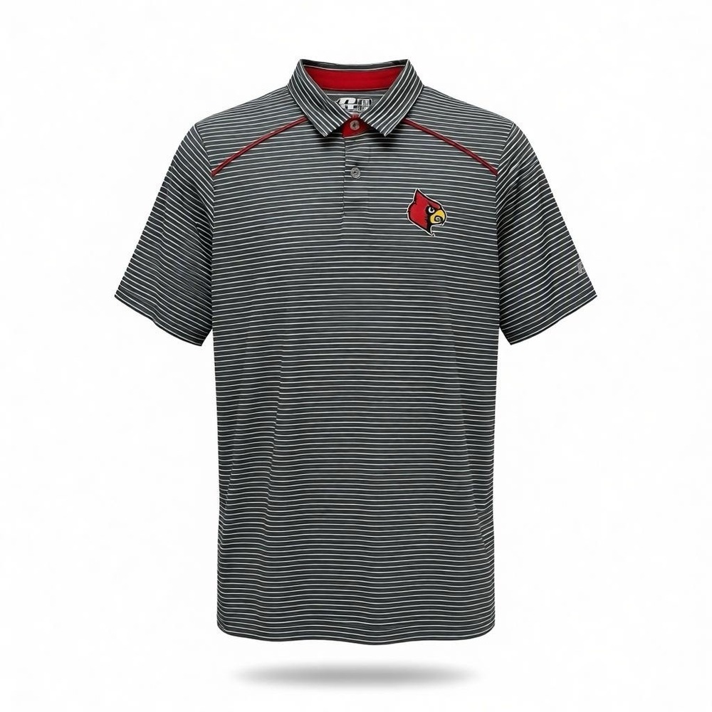 Russell Athletic Men's Size‎ Med Striped Louisville Cardinals Polo Shirt